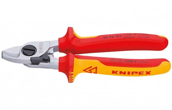 KN-9526165	Кабелерез VDE, Ø 15 мм (50 мм²), длина 165 мм, пружина, хром, 2-комп диэлектрические ручки