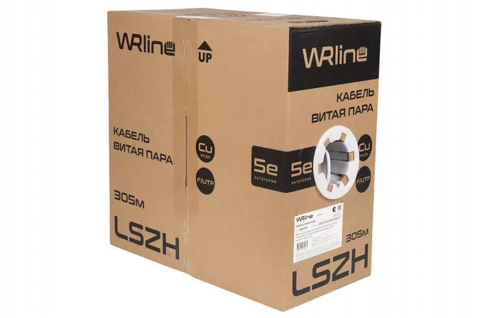 WRline WR-FTP-4P-C5E-LSZH-GY Кабель витая пара, экранированный F/UTP, категория 5e, 4 пары (0,50 мм), одножильный, внутренний, LSZH, нг(A)-HF, серый, 305 м
