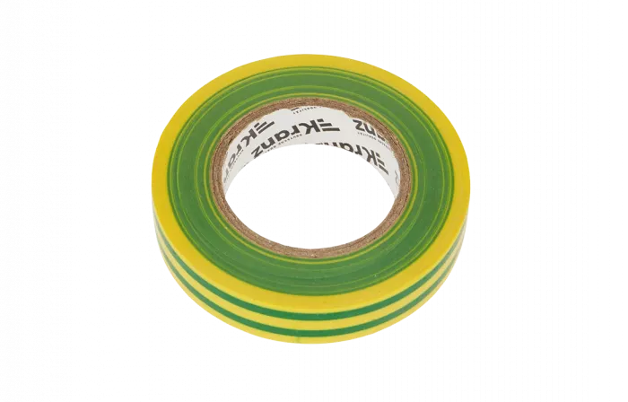 KR-09-2107 Изолента ПВХ KRANZ 15 мм х 25 м, желто-зеленая, упаковка 5 роликов