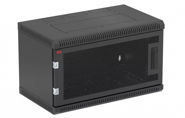 Шкаф телекоммуникационный настенный разборный черный 19”,6U(600x450), ШТ-НСр-6U-600-450-П-Ч дверь перфорированная ССД