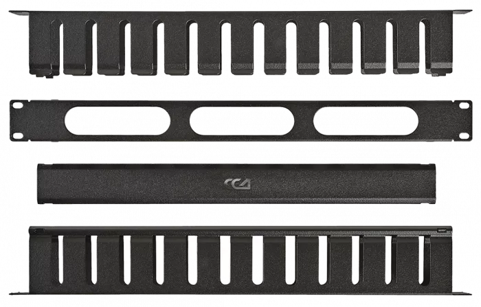 Органайзер кабельный горизонтальный с крышкой ОКГК-19"-1U-Ч чёрный ССД
