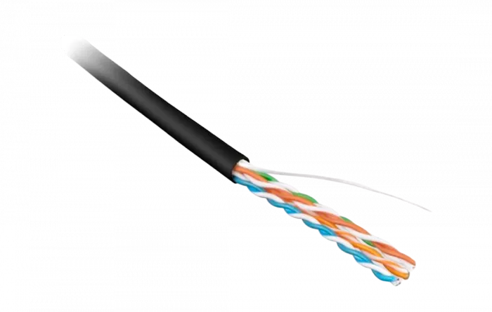 49118 Hyperline UUTP4-C5E-S24-OUT-PE-BK-500 (500 м) Кабель витая пара, неэкранированный U/UTP, категория 5e, 4 пары(24 AWG), одножильный (solid), внеш