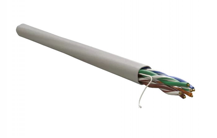 WRline WR-UTP-4P-C5E-PVC-GY Кабель витая пара, неэкранированный U/UTP, категория 5e, 4 пары (0,50 мм), одножильный, внутренний, PVC нг(А)-LS, серый, 305 м