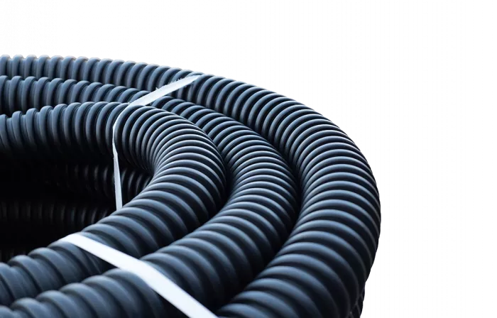 Труба ССД-Пайп УльтраФ, OD=75 мм, 850N, SN22, с протяжкой (бухта 100 м) Труба полимерная жёсткая гофрированная спиральная ультрафиолетостойкая, не распространяющая горение