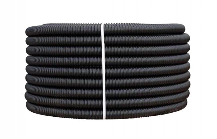 Труба ССД-Пайп УльтраФ, OD=75 мм, 850N, SN22, с протяжкой (бухта 100 м) Труба полимерная жёсткая гофрированная спиральная ультрафиолетостойкая, не распространяющая горение