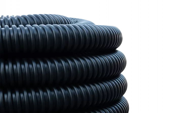 Труба ССД-Пайп УльтраФ, OD=75 мм, 850N, SN22, с протяжкой (бухта 100 м) Труба полимерная жёсткая гофрированная спиральная ультрафиолетостойкая, не распространяющая горение