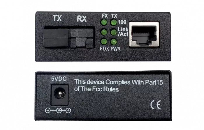 Медиаконвертер 100M, Tx1550/Rx1310 20km, RJ45 SC