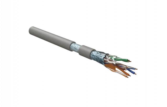 45788 Hyperline FUTP4-C5E-S24-IN-LSZH-GY-305 (305 м) Кабель витая пара F/UTP, категория 5e, 4 пары (24 AWG), одножильный (solid), экран - фольга, LSZH