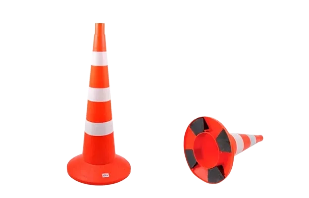 Конус сигнальный КС 3.4.0 с 3 белыми полосами и утяжелителем