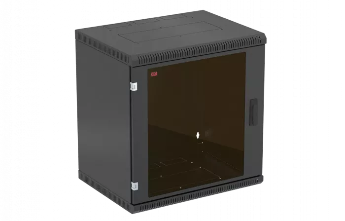Шкаф телекоммуникационный настенный разборный черный 19”,12U(600x450), ШТ-НСр-12U-600-450-С-Ч дверь стекло ССД