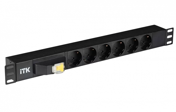 PH21-6D3 ITK PDU 6 роз. нем. ст. с автом.10А 1U, вх.С14 без каб. чер.