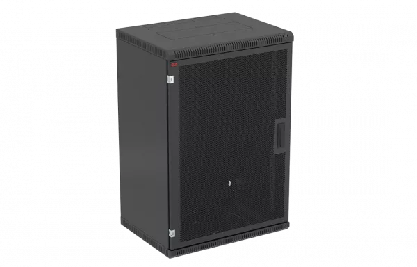 Шкаф телекоммуникационный настенный разборный черный 19”,18U(600x350), ШТ-НСр-18U-600-350-П-Ч дверь перфорированная ССД