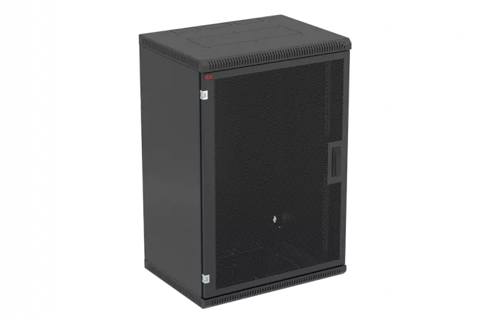 Шкаф телекоммуникационный настенный разборный черный 19”,18U(600x450), ШТ-НСр-18U-600-450-П-Ч дверь перфорированная ССД