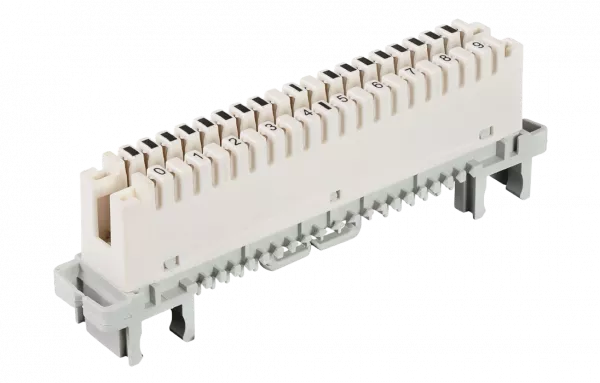 Плинт универсальный ПВТ-10Р-5е, 10 пар размыкаемые контакты 0...9