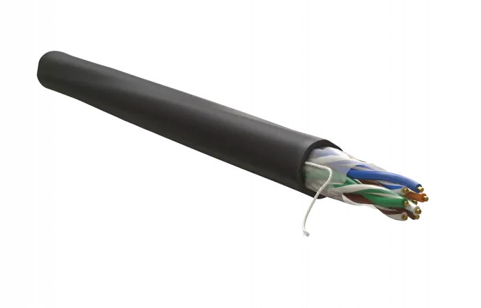 WRline WR-UTP-4P-C5E-PE-BK Кабель витая пара, неэкранированный U/UTP, категория 5e, 4 пары (0,50 мм), одножильный, внешний, PE, черный, 305 м