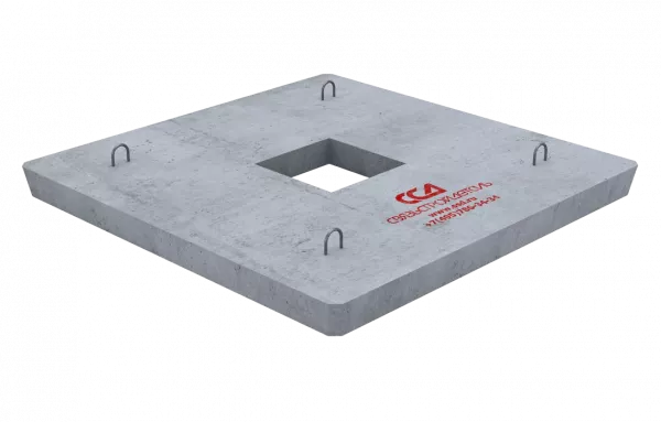 Плита ПЯП-ОД-1,6х1,6 якорная прямоугольная с отверстием дренажным