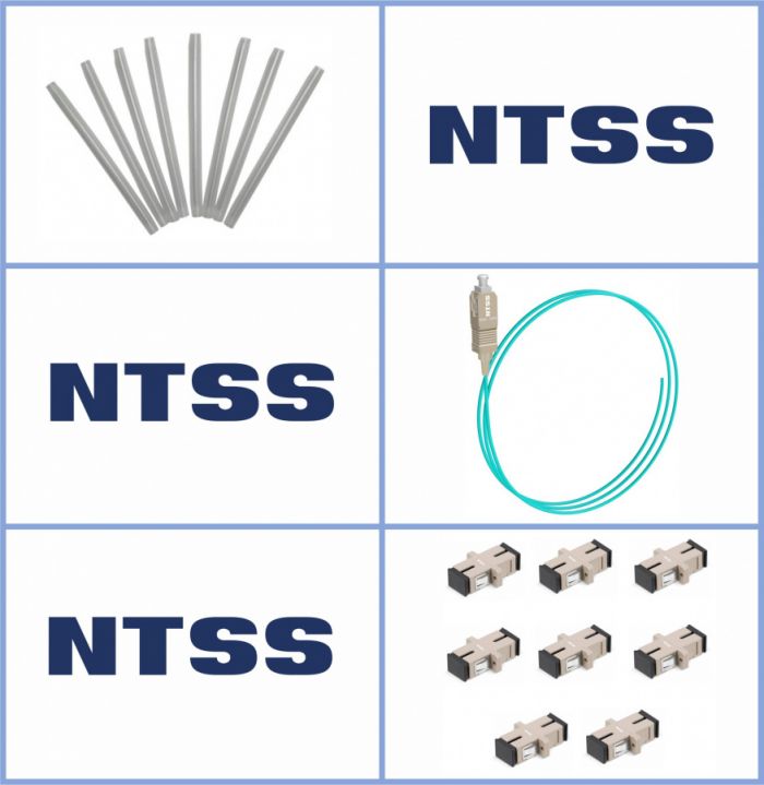 Кросс NTSS оптический настенный Микро, укомплектованный, 4 порта SC/UPC, 50/125 мкм ОМ3 (сплошная панель, ложемент, пигтейлы, КДЗС, адаптеры) серый RAL 7035