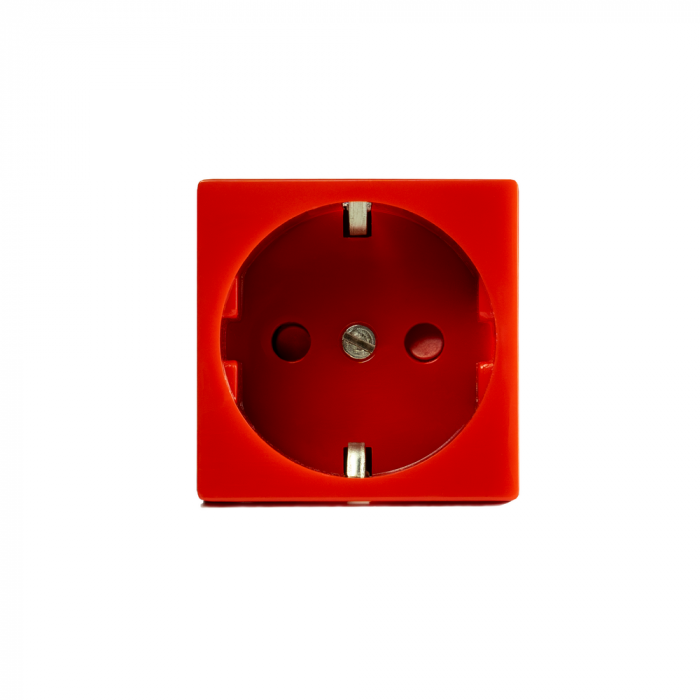 Розетка электрическая NTSS 2К+З, с защитными шторками(красный)