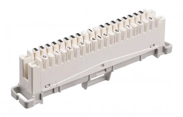 Плинт ПВТ-10Р Эконом, LSA plus,10 пар неразмыкаемые контакты 0...9