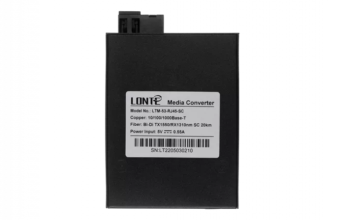 Медиаконвертер 10/100/1000M, Tx1550/Rx1310 20km, RJ45 SC