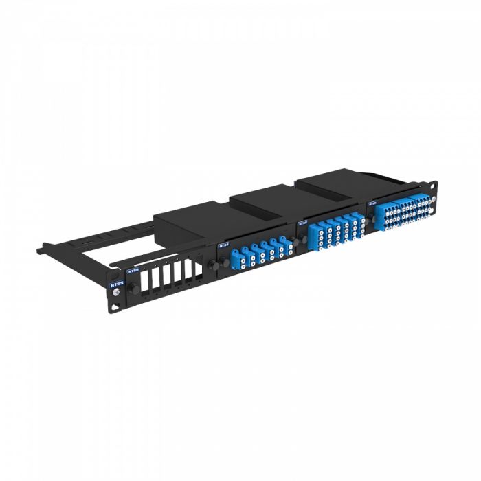 Наборная 19” патч-панель NTSS PREMIUM для 4 кассет MTP, 1U, черная