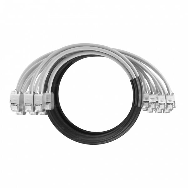 Кабельная сборка NTSS PREMIUM 12pc, FTP CAT6, оконцована разъемами KEYSTONE RJ45 FTP CAT6, заделка в чулке, вывод 0.6м, длина 5м, LSZH, серый