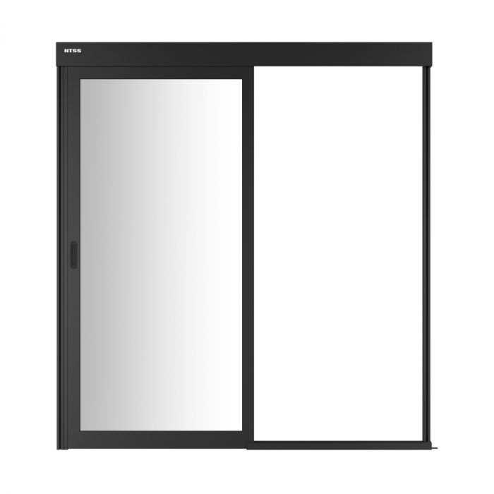 Дверной блок системы изоляции NTSS 42U, с одной механической дверью, стекло, для коридора без левого ряда шириной 1000 мм, RAL 9005 чёрный