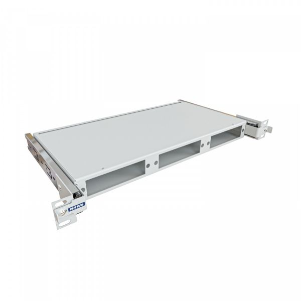 Кросс NTSS оптический выдвижной 19'' укомплектованный 1U, 24 порта LC/APC duplex, 9/125 мкм (планки, сплайс-кассета 2шт, пигтейлы, КДЗС, адаптеры) серый RAL 7035