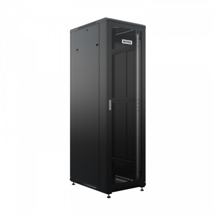Шкаф напольный универсальный серверный NTSS R 47U 800х800мм, 4 профиля 19, двери перфорированная и перфорированная двухстворчатая, боковые стенки съемные, регулируемые опоры, разобранный, черный RAL 9005