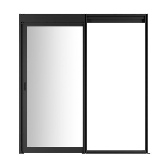 Дверной блок системы изоляции NTSS 42U, с одной механической дверью, стекло,  для коридора без правого ряда шириной 1000 мм, RAL 9005 чёрный