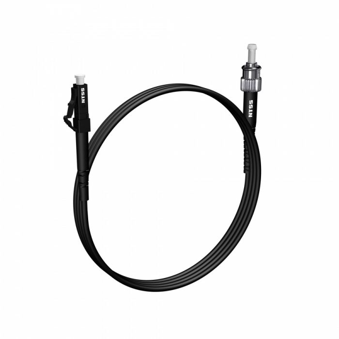 Шнур оптический NTSS spc LC/APC-ST/UPC 9/125 3.0мм 2м черный LSZH (патч-корд)