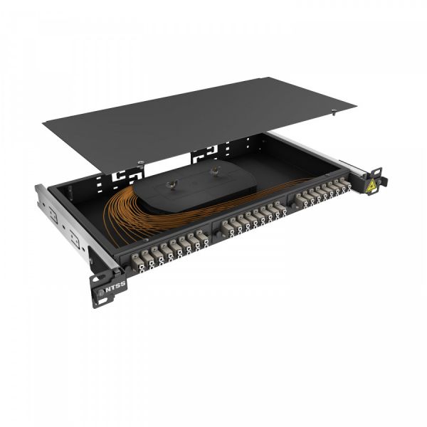 Кросс 19" NTSS PREMIUM выдвижной, предсобранный 1U, 16 портов LC/UPC duplex, 50/125 мкм, черный