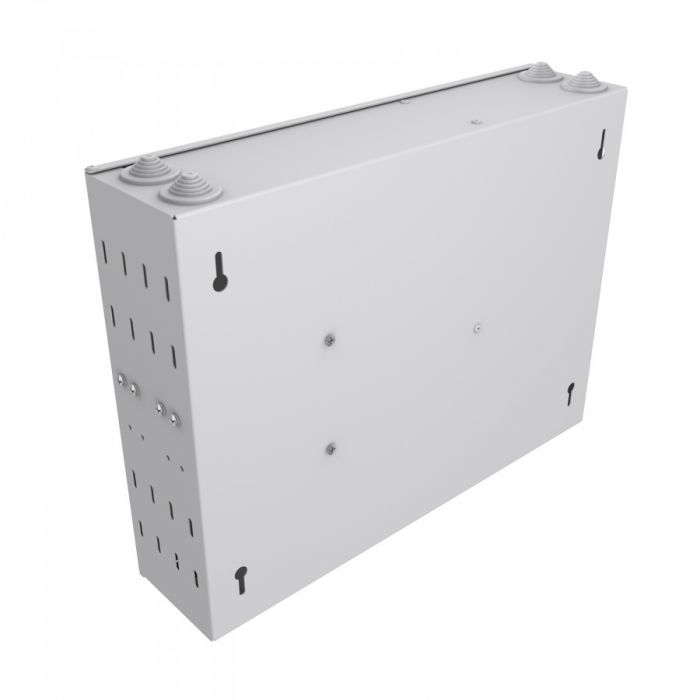 Кросс NTSS оптический настенный, укомплектованный, 48 портов LC/UPC duplex, 9/125 мкм (планки, сплайс-кассета 3шт, пигтейлы, КДЗС, адаптеры) серый RAL 7035