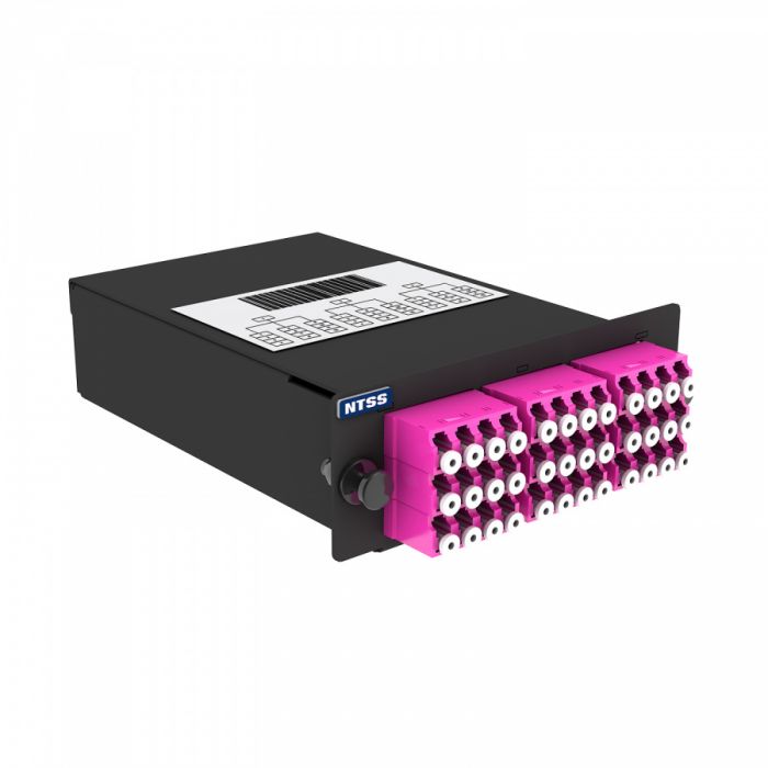 Кассета кроссовая NTSS STANDART 3 разъема MPO/UPC (male) 50/125 OМ4, на 36 LC/UPС (9 QLC/UPC), полярность А, черный