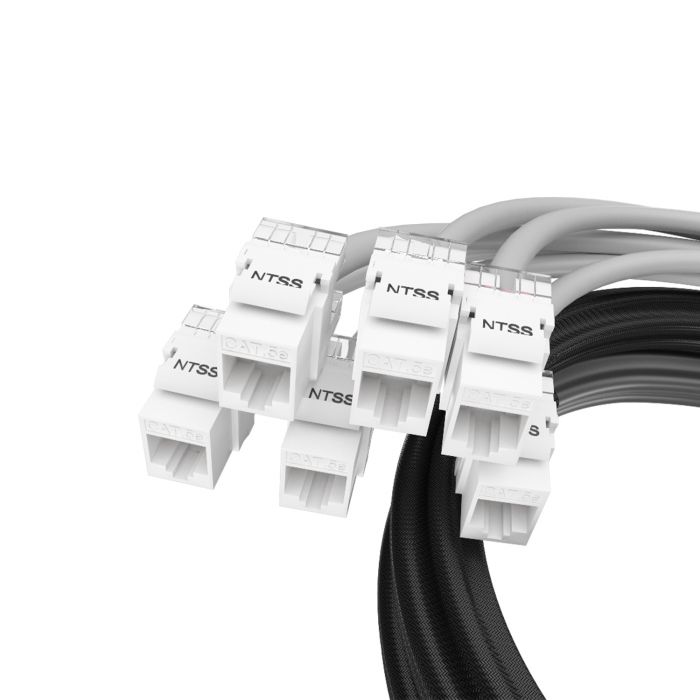 Кабельная сборка NTSS PREMIUM 6pc, UTP CAT5e, оконцована разъемами KEYSTONE RJ45 UTP CAT5e, заделка в чулке, вывод 0.6м, длина 16м, LSZH, серый