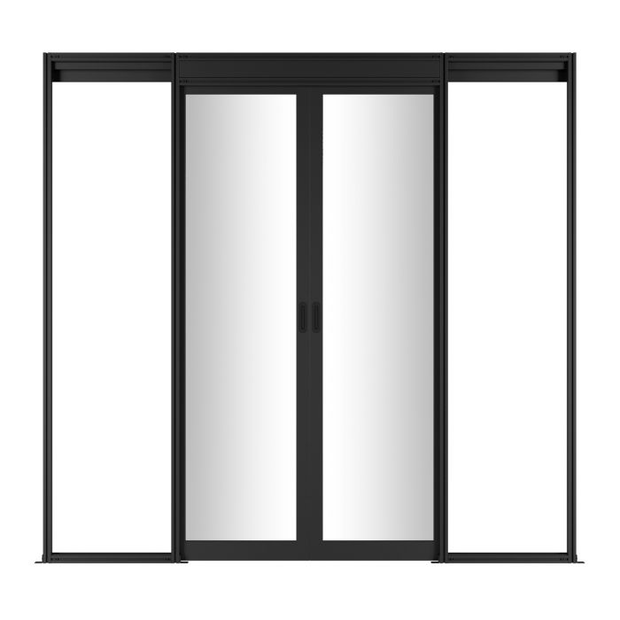 Дверной блок системы изоляции NTSS 42U, с двумя механическими дверями, 48U, стекло, для коридора шириной 1200 мм, RAL 9005 чёрный