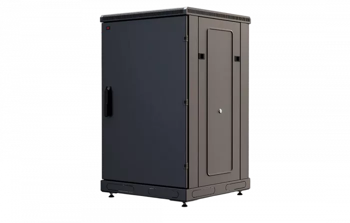 Шкаф телекоммуникационный напольный 19",18U(600x600), ШТ-НП-М-18U-600-600-М-Ч, передняя дверь металл, черный ССД