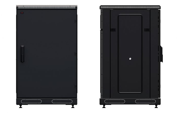 Шкаф телекоммуникационный напольный 19",18U(600x800), ШТ-НП-М-18U-600-800-М-Ч, передняя дверь металл, черный ССД