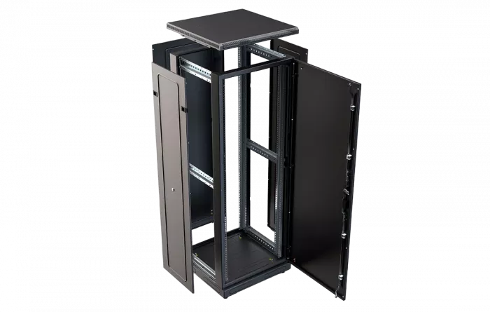 Шкаф телекоммуникационный напольный 19", 27U(800x1000), ШТ-НП-М-27U-800-1000-М-Ч, передняя дверь металл, черный ССД