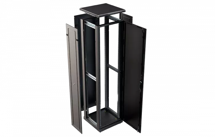 Шкаф телекоммуникационный напольный 19", 47U (600x600), ШТ-НП-М-47U-600-600-М-Ч, передняя дверь металл, черный ССД