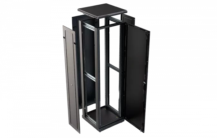 Шкаф телекоммуникационный напольный 19", 42U(800x1000), ШТ-НП-М-42U-800-1000-М-Ч, передняя дверь металл, черный ССД