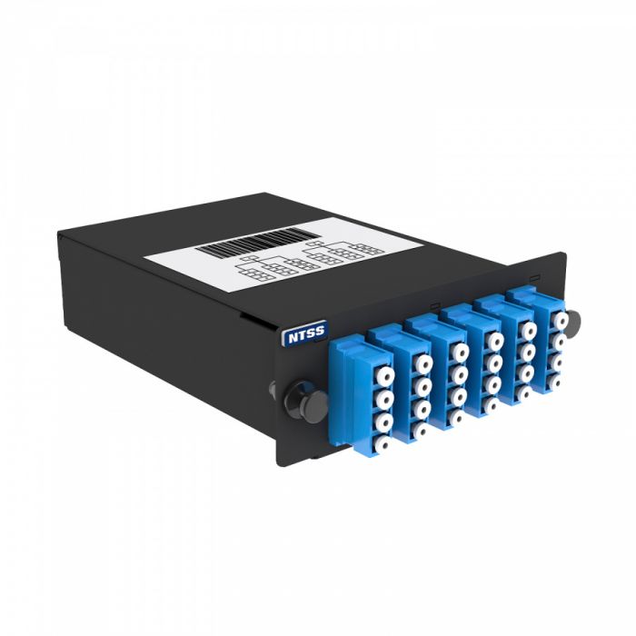 Кассета кроссовая NTSS STANDART 2 разъема MPO/АPC (male) 9/125, на 24 LC/UPС (6 QLC/UPC), полярность А, черный