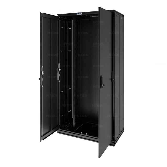 Шкаф оптический кроссовый NTSS ODF PROF 42U 900х500мм, модульные стенки, панели потолка и пола, двойные распашные глухие двери, черный RAL 9005
