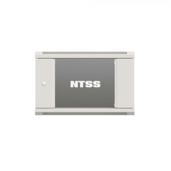 Шкаф настенный телекоммуникационный NTSS W 9U 600х600х500мм, 2 профиля 19, дверь стеклянная, боковые стенки съемные, задняя стенка, разобранный, серый RAL 7035
