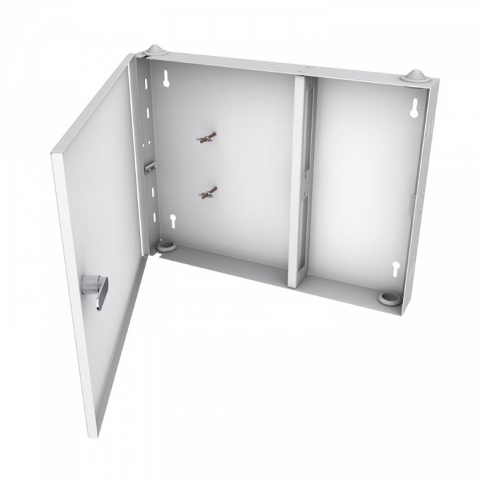 Кросс NTSS оптический настенный, укомплектованный, 12 портов LC/UPC duplex, 9/125 мкм (планки, сплайс-кассета, пигтейлы, КДЗС, адаптеры) серый RAL 7035