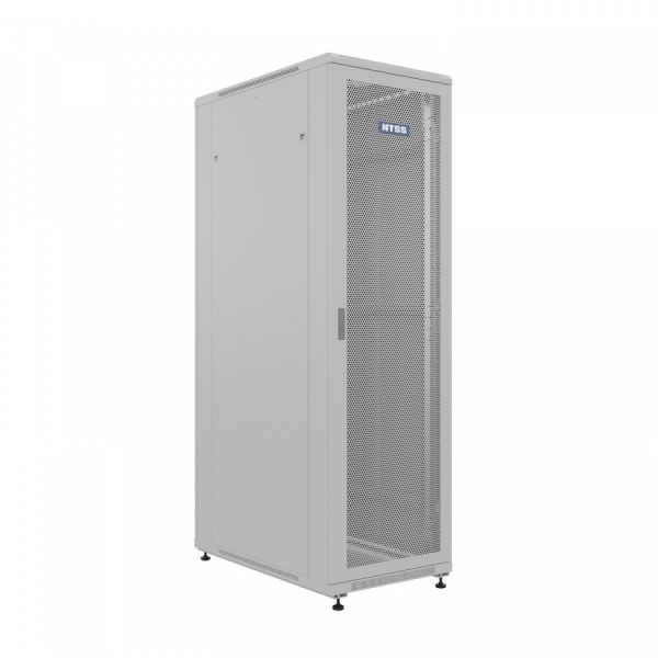 Шкаф напольный универсальный серверный NTSS R 42U 600х1000мм, 4 профиля 19, двери перфорированная и сплошная металл, боковые стенки съемные, регулируемые опоры, разобранный, серый RAL 7035