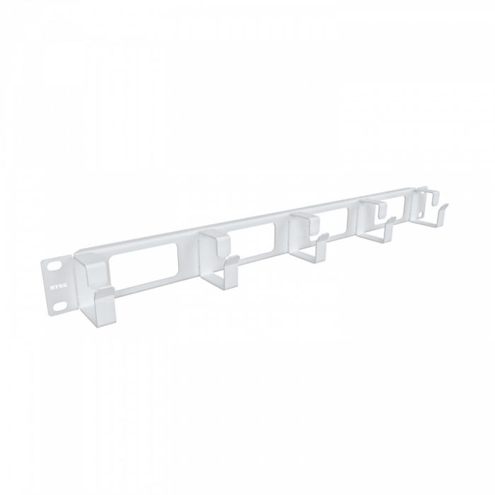 Организатор кабельный горизонтальный NTSS, крепление 19 1U с окошками, 5 колец глубиной 45мм, металл, серый RAL 7035