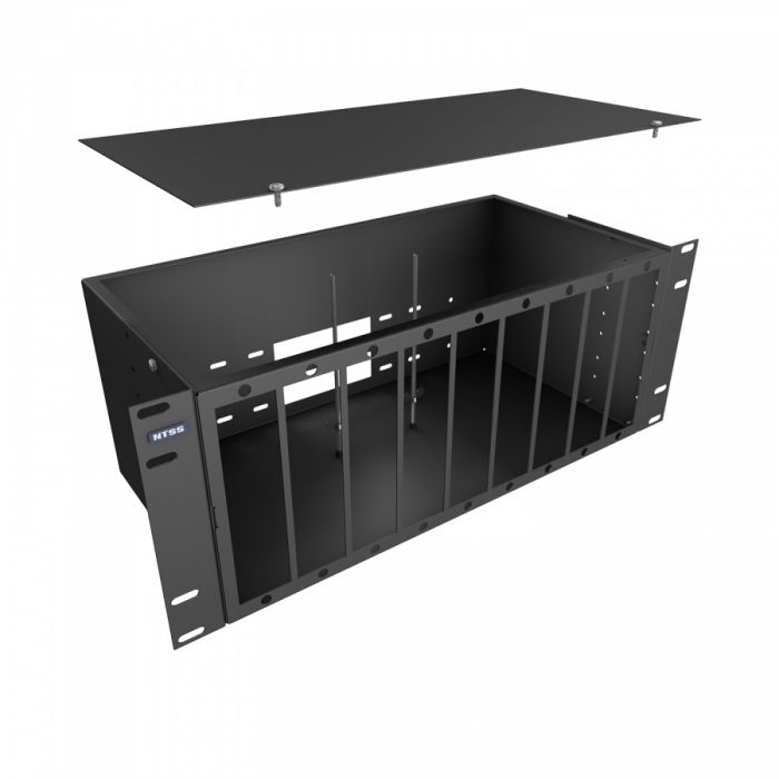 Кросс NTSS оптический 19'' укомплектованный 4U, 144 порта SC/UPC, 50/125 мкм ОМ3 (планки, сплайс-кассета 5шт, пигтейлы, КДЗС, адаптеры) черный RAL 9005