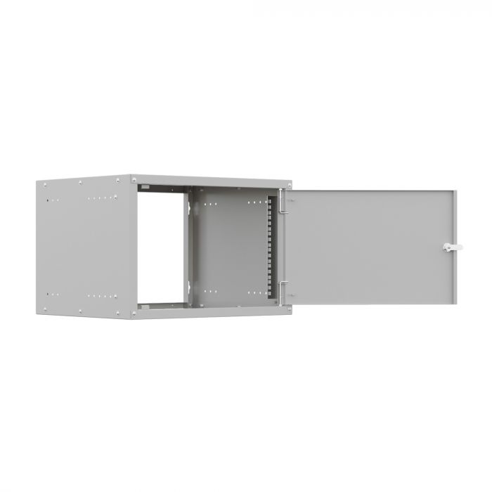 Шкаф настенный телекоммуникационный NTSS LIME 6U 550х600х370мм, 2 профиля 19, дверь сплошная металл, боковые стенки несъемные, разобранный, серый RAL 7035