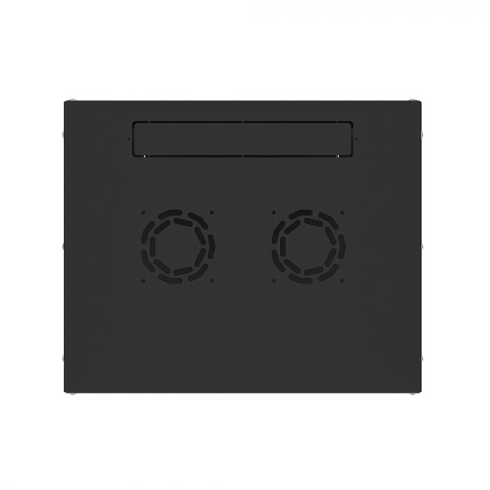 Шкаф настенный телекоммуникационный NTSS LIME 6U 550×350×370 мм, 2 профиля 19, дверь стеклянная, боковые стенки несъемные, разобранный, черный RAL 9005